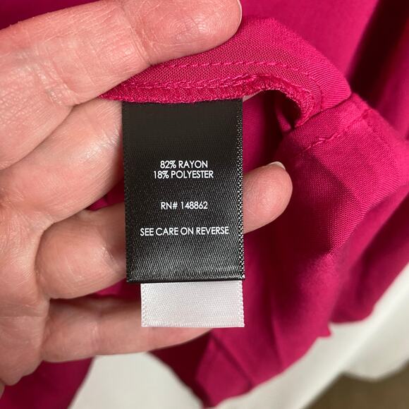 Torrid Vivaceous Pink Harper Challis Collared Long Sleeve Blouse Sz.4 NWT - Picture 10 of 12